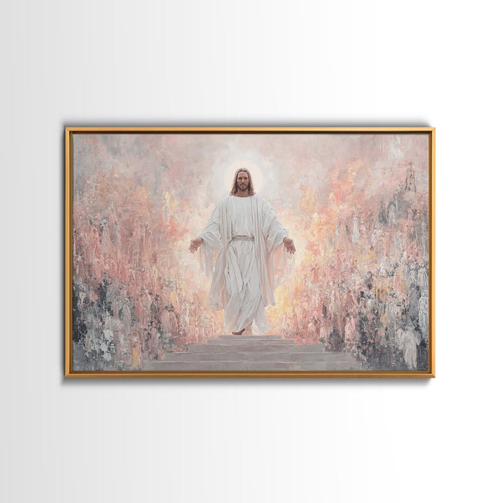 Heaven’s Welcome, Framed Canvas Print, Christian Wall Art, Jesus Painting, Christian Art Canvas, Christian Art Prints, Christian Art Work