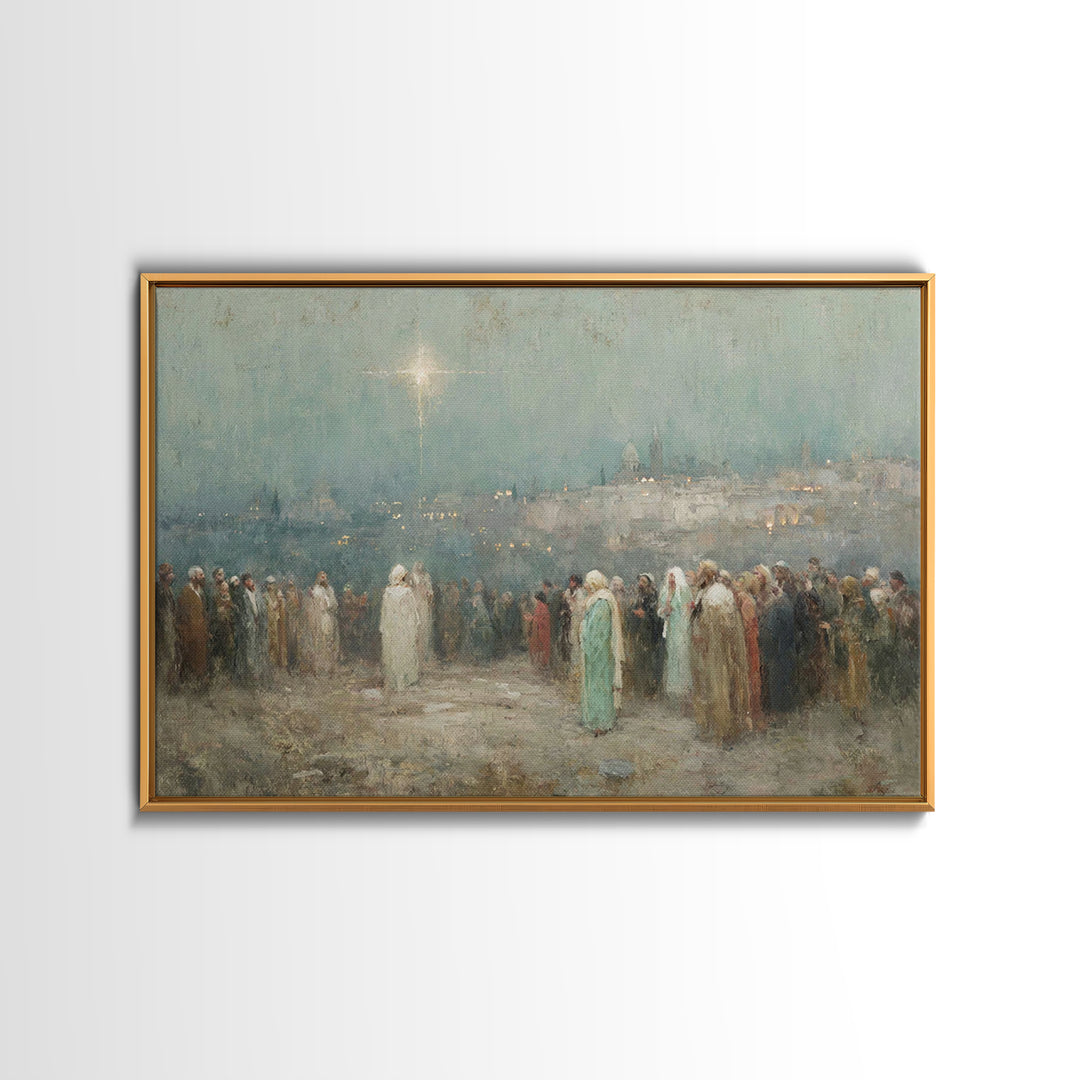 Bethlehem Promise – Framed Canvas Print – Christian Wall Art – Christmas Art – Christian Art Canvas – Christian Christmas Decorations – Jes