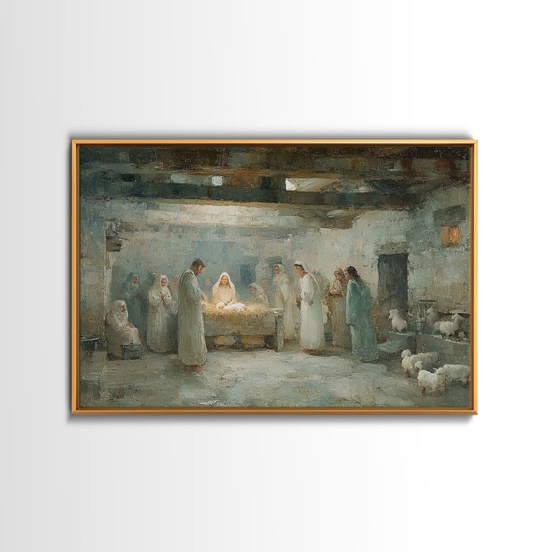 Bethlehem Gathering – Framed Canvas Print – Christian Christmas Art – Christian Wall Art – Christmas Art – Christian Art Canvas – Jesus Pai