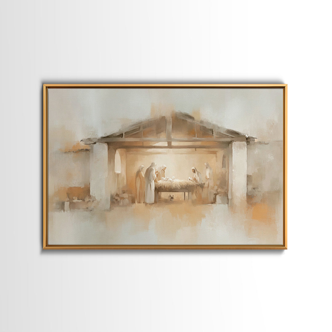 Sacred Birth Glow | Framed Canvas Print | Christian Wall Art | Christmas Art | Christian Art Canvas | Christian Christmas Decor | Christian