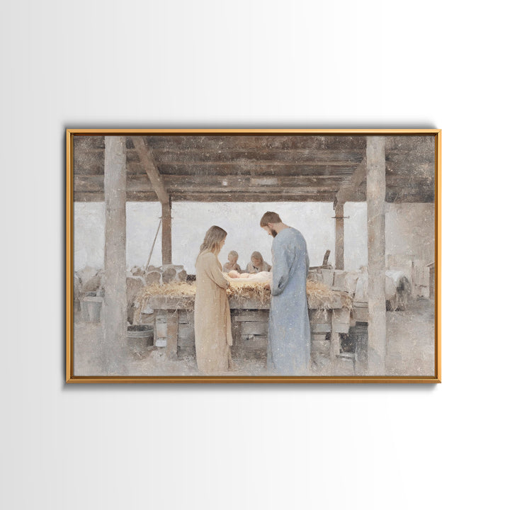 Humble Stable Grace – Framed Canvas Print – Christian Art Canvas – Christian Wall Art – Christmas Art – Christian Christmas Art – Jesus Pai