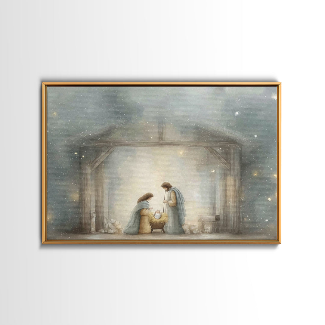 Manger Blessing | Framed Canvas Print | Christian Art Canvas | Christmas Art | Christian Wall Art | Christian Christmas Decor | Jesus Art P