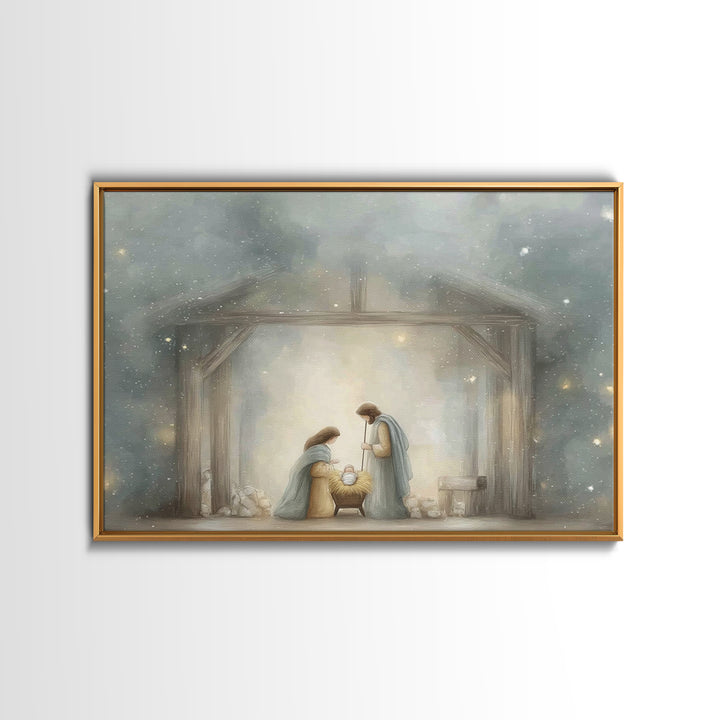Manger Blessing | Framed Canvas Print | Christian Art Canvas | Christmas Art | Christian Wall Art | Christian Christmas Decor | Jesus Art P