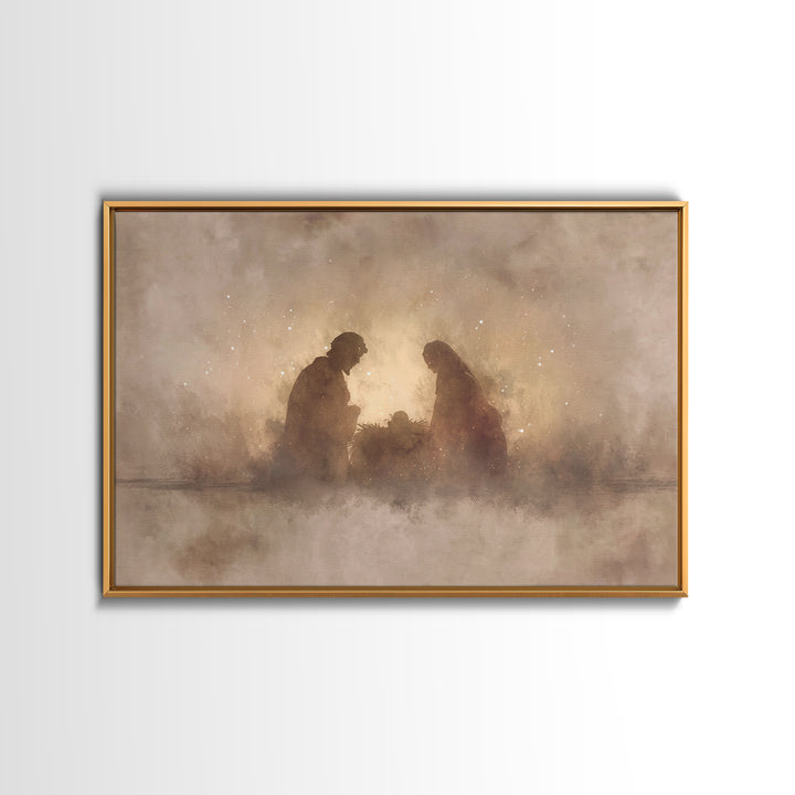 Holy Family Silhouette – Framed Canvas Print – Christian Christmas Art – Christian Art Canvas – Christmas Art – Christian Wall Art – Christ