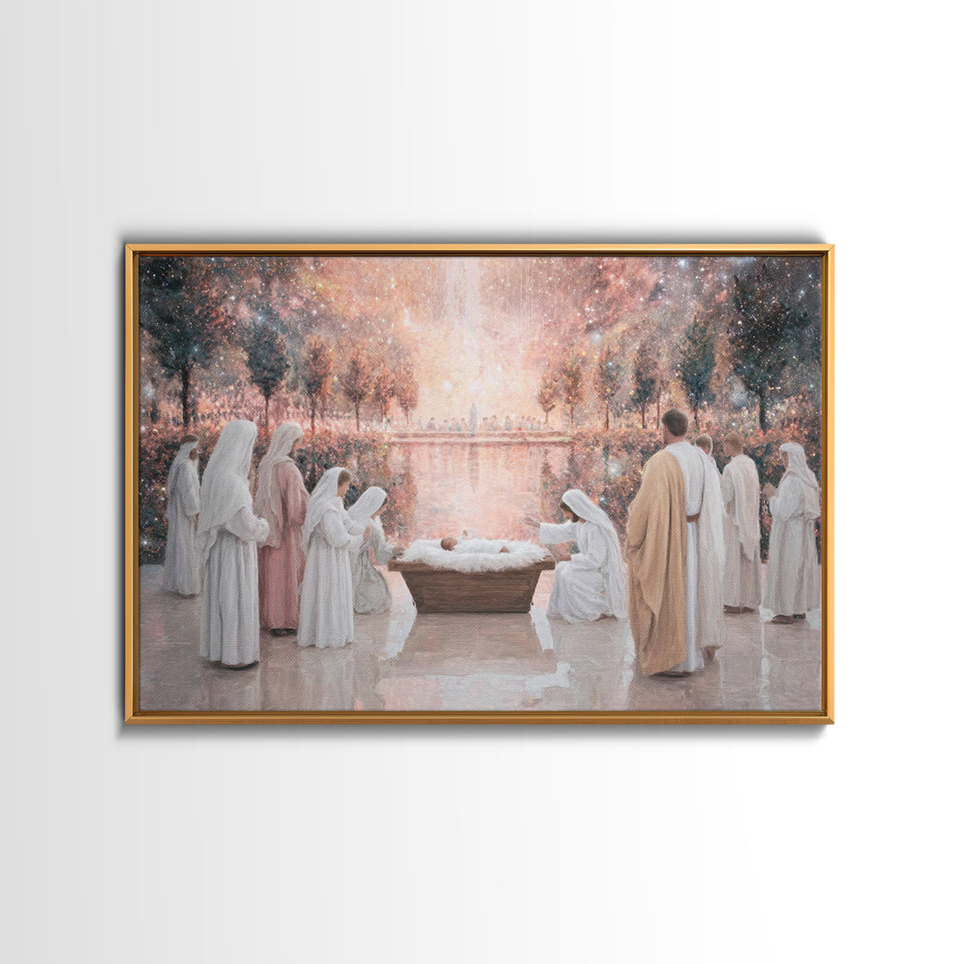 Celestial Birth – Framed Canvas Print – Jesus Painting – Christian Christmas Art – Christian Wall Art – Christian Art Canvas – Christian Gi