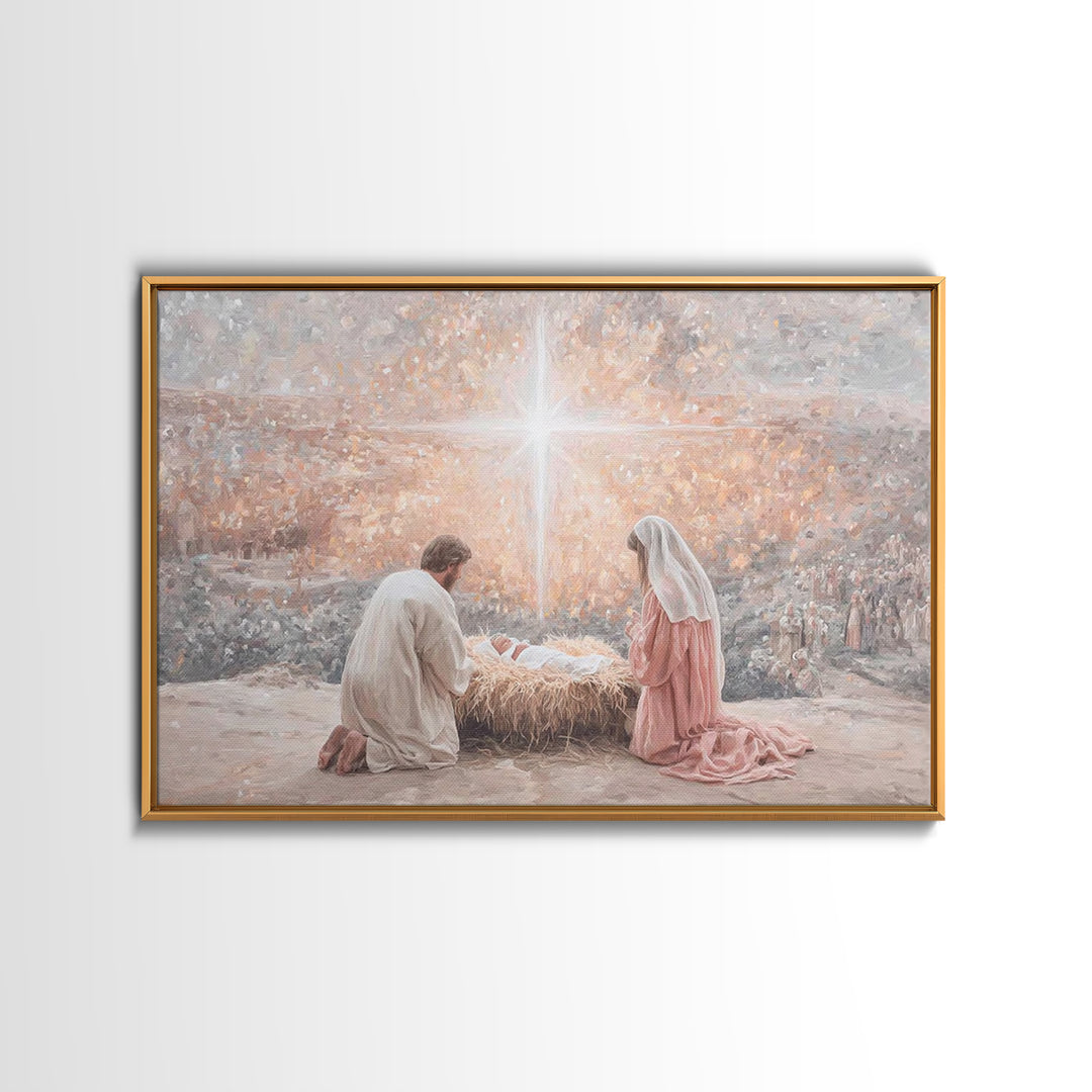 Holy Night Light – Framed Canvas Print – Christian Wall Art – Jesus Christmas Art – Christian Art Canvas – Christmas Art Prints – Christian
