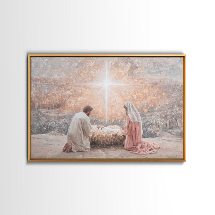 Holy Night Light – Framed Canvas Print – Christian Wall Art – Jesus Christmas Art – Christian Art Canvas – Christmas Art Prints – Christian