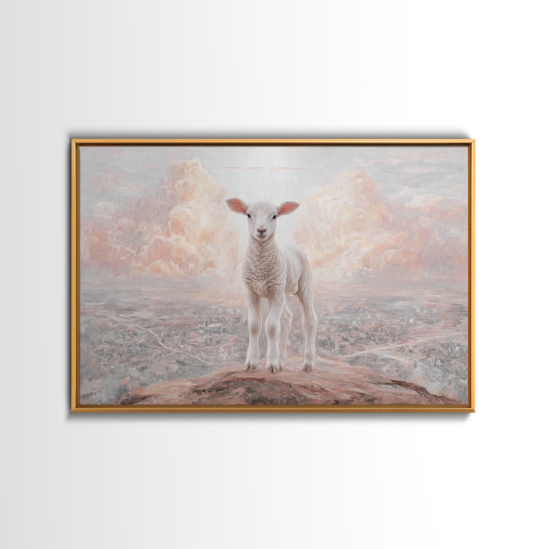 Shepherd’s Cliff – Framed Canvas Print – Christian Wall Art – Christian Art Canvas – Vintage Christian Art – Moody Christian Art – Christia