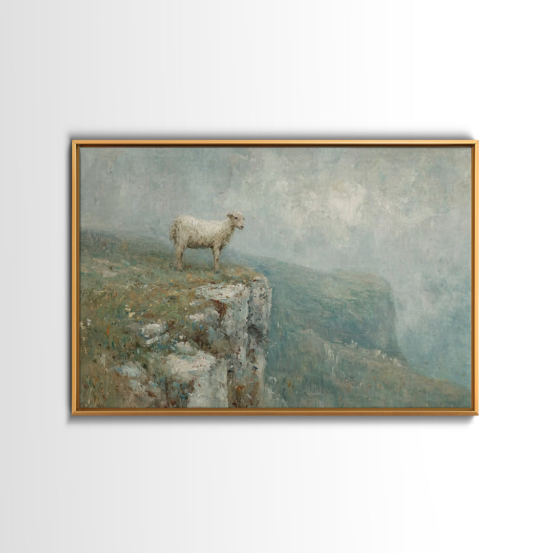 Lone Lamb Glory – Framed Canvas Print – Christian Wall Art – Christian Art Canvas – Abstract Christian Art – Subtle Christian Art – Christi