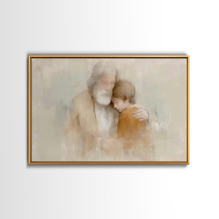 Father’s Comfort – Framed Canvas Print – Christian Wall Art – Minimalist Christian Art – Christian Art Canvas – Subtle Christian Art – Chri
