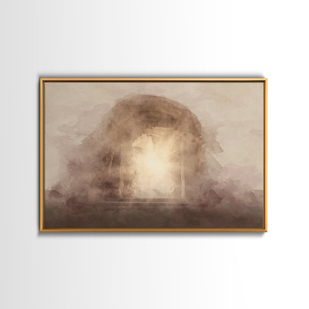 Glory In The Mist, Framed Canvas Print, Christian Wall Art, Christian Decor For Home, Modern Christian Art, Jesus Painting, Christmas Art P