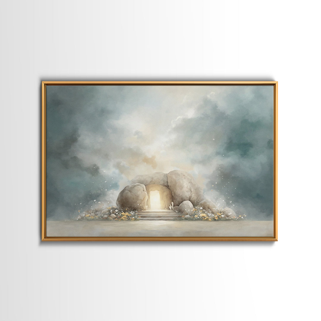 Tomb Of Hope – Framed Canvas Print – Christian Art Canvas – Christian Wall Art – Christian Christmas Decor – Jesus Christmas Art – Subtle C