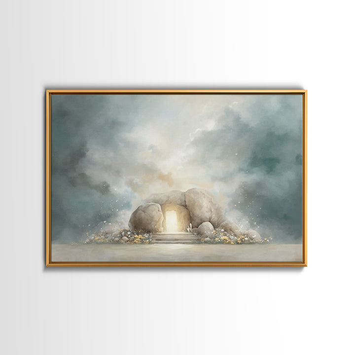 Tomb Of Hope – Framed Canvas Print – Christian Art Canvas – Christian Wall Art – Christian Christmas Decor – Jesus Christmas Art – Subtle C