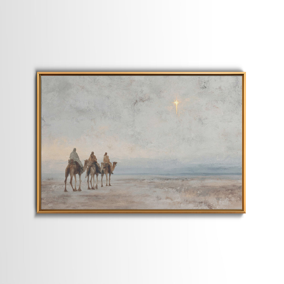 Desert Star Quest – Framed Canvas Print – Christian Christmas Art – Christian Art Canvas – Christmas Wall Art – Unique Christian Art – Jesu