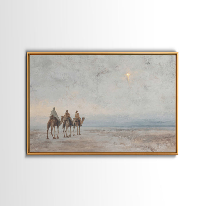 Desert Star Quest – Framed Canvas Print – Christian Christmas Art – Christian Art Canvas – Christmas Wall Art – Unique Christian Art – Jesu