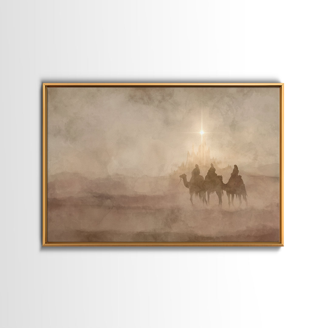 Starbound Journey, Framed Canvas Print, Christian Art Prints, Christian Wall Art, Christmas Canvas Wall Art, Christian Decorations, Moody C