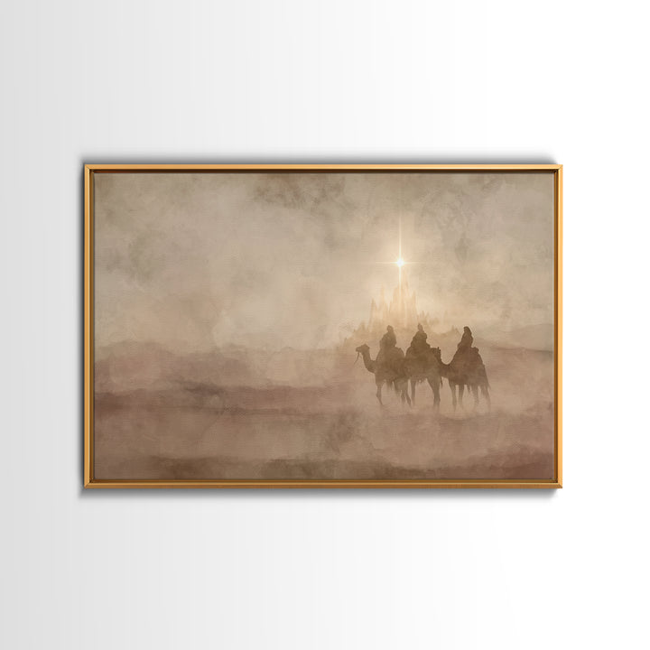 Starbound Journey, Framed Canvas Print, Christian Art Prints, Christian Wall Art, Christmas Canvas Wall Art, Christian Decorations, Moody C