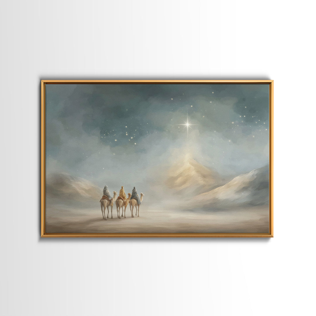 Mystic Star Road | Framed Canvas Print | Christmas Art Framed | Christian Wall Art | Christian Christmas Art | Jesus Painting | Christian A