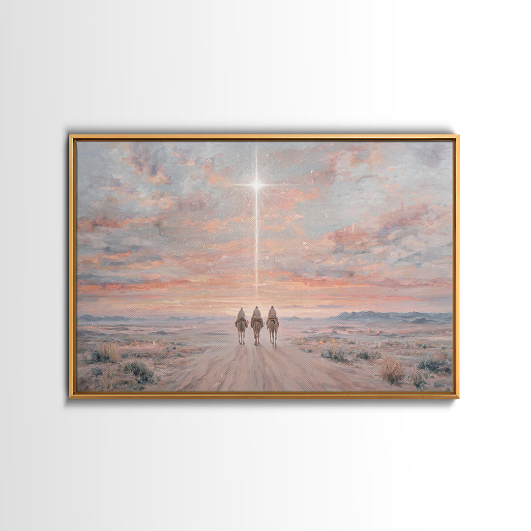 Divine Star Path – Framed Canvas Print – Christmas Art Work – Christian Art Canvas – Christian Wall Art – Christian Christmas Decorations –