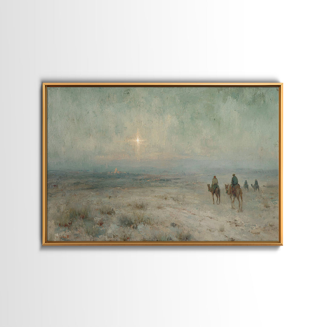 Guiding Star Journey – Framed Canvas Print – Christian Wall Art – Christian Art Canvas – Christmas Art – Jesus Painting – Christian Christm