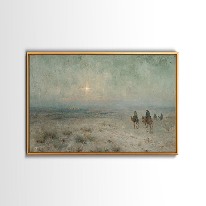 Guiding Star Journey – Framed Canvas Print – Christian Wall Art – Christian Art Canvas – Christmas Art – Jesus Painting – Christian Christm