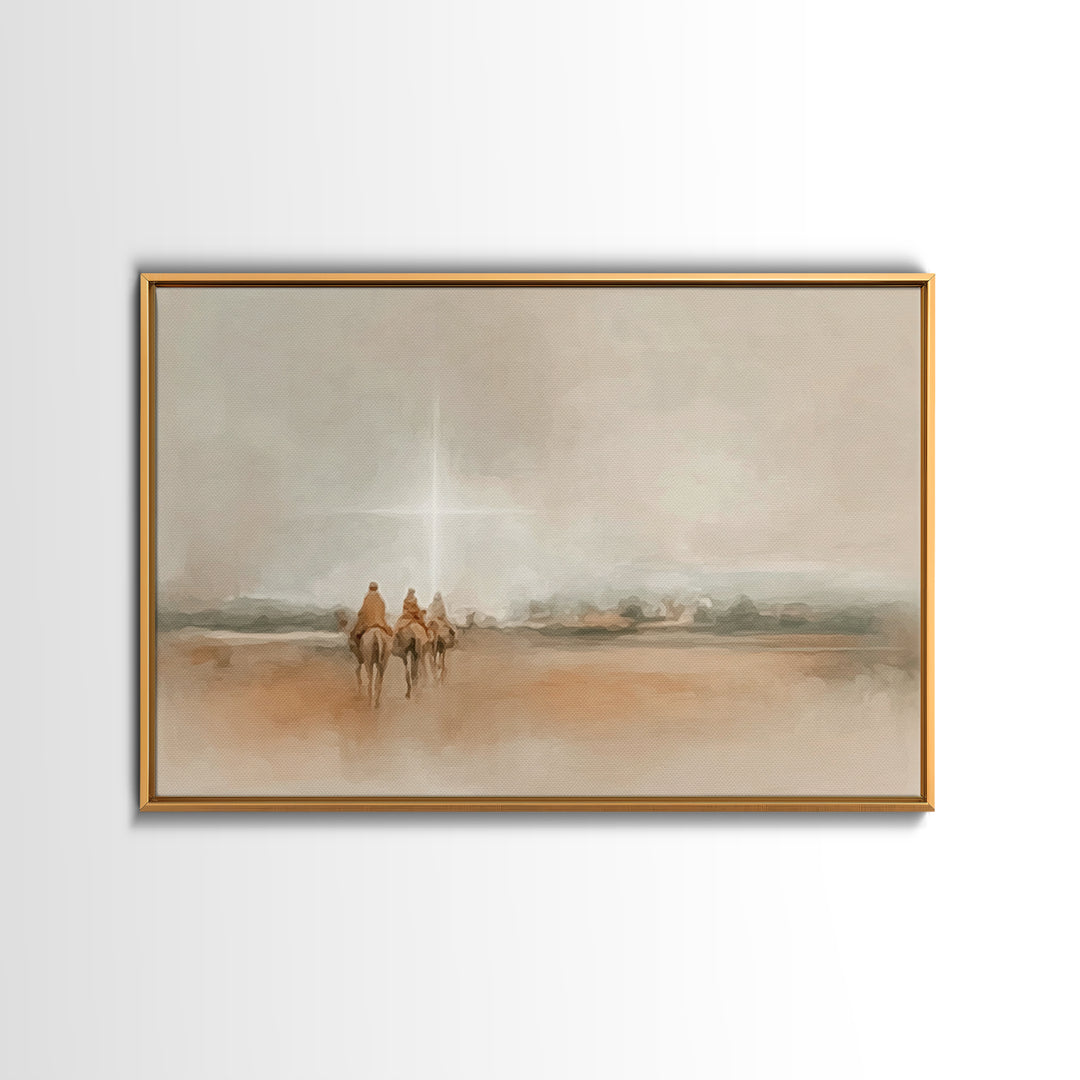 Bethlehem Light Path, Framed Canvas Print, Christian Art Canvas, Christmas Wall Art, Christian Christmas Art, Jesus Painting, Christmas Art