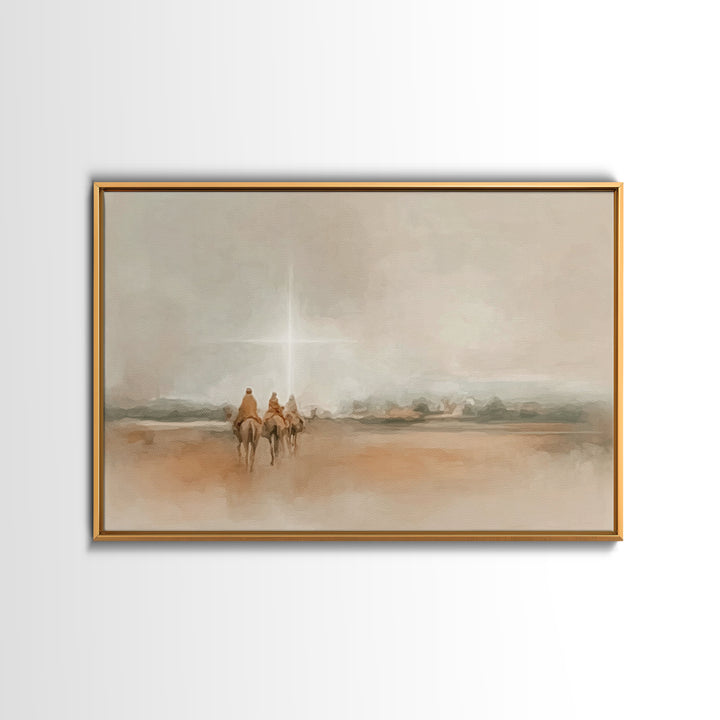 Bethlehem Light Path, Framed Canvas Print, Christian Art Canvas, Christmas Wall Art, Christian Christmas Art, Jesus Painting, Christmas Art