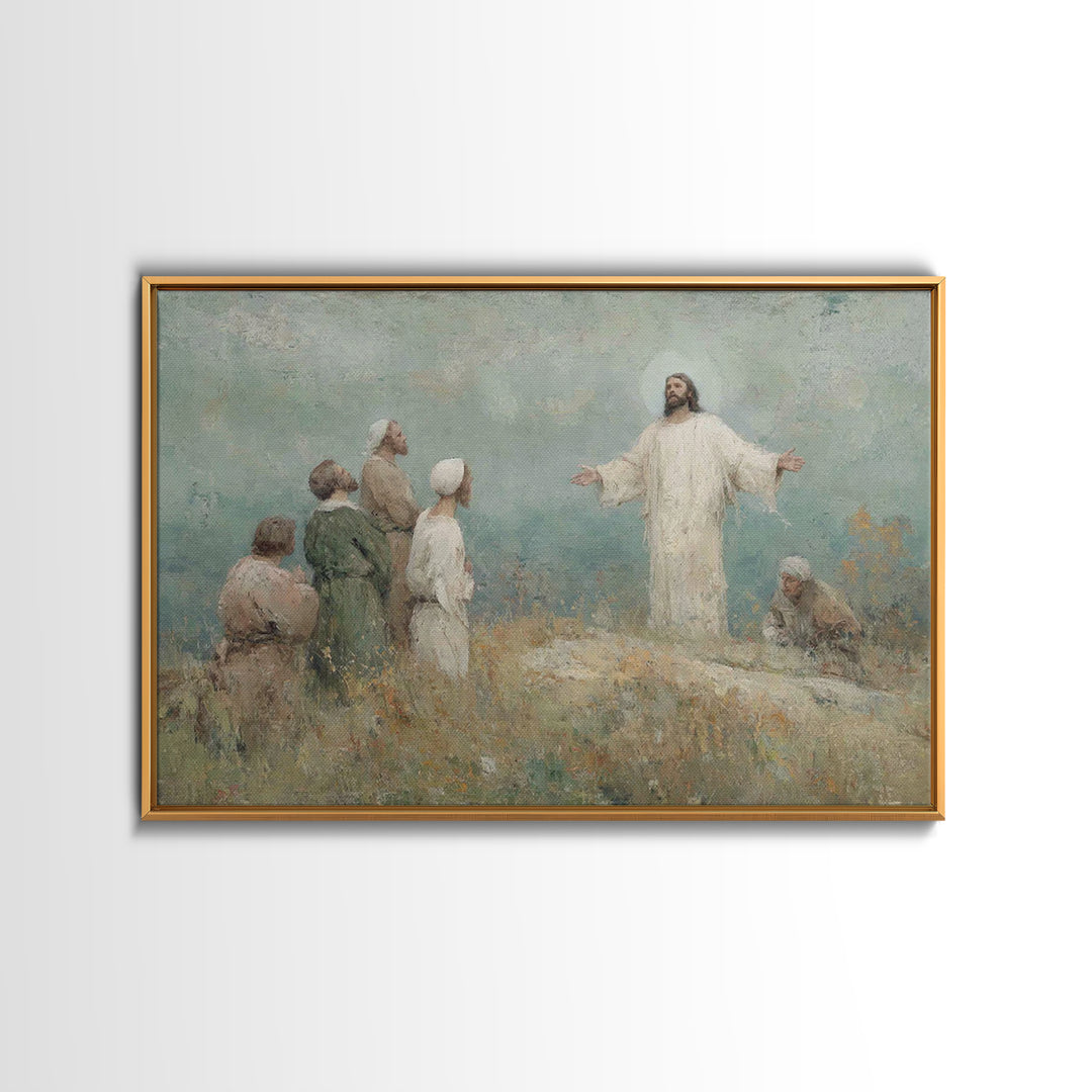 Blessing Of Light, Framed Canvas Print, Christian Art Canvas, Christian Wall Art, Jesus Painting, Christian Art Gift, Large Christian Paint