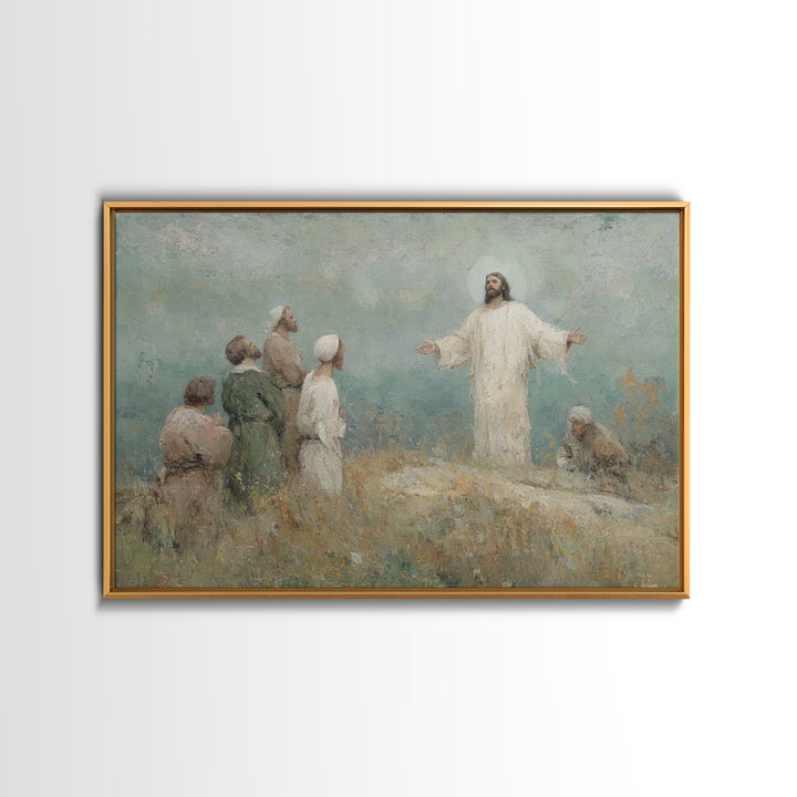 Blessing Of Light, Framed Canvas Print, Christian Art Canvas, Christian Wall Art, Jesus Painting, Christian Art Gift, Large Christian Paint