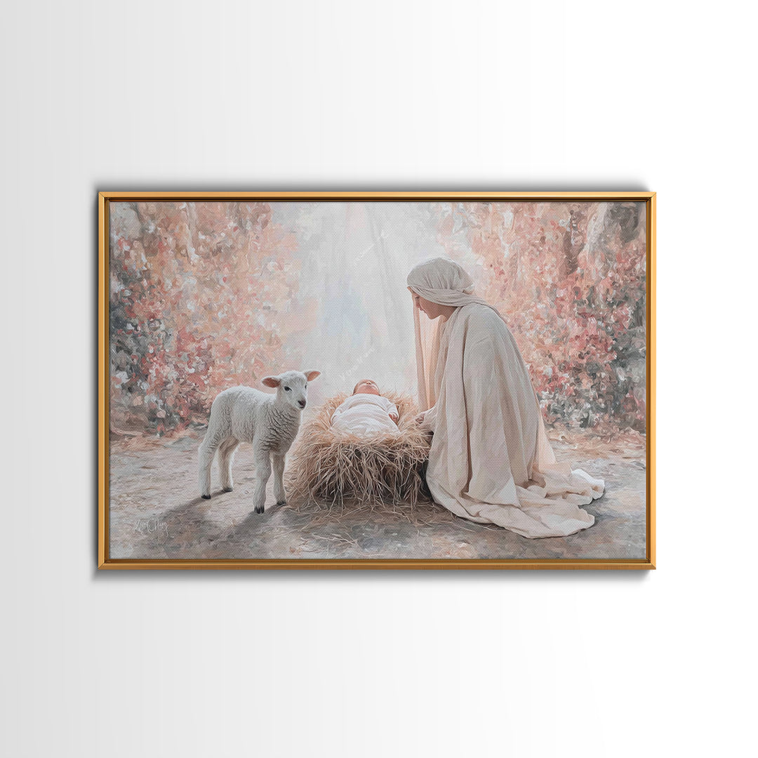 Bethlehem Grace, Framed Canvas Print, Christian Christmas Art, Christian Wall Art, Jesus Painting, Christian Art Canvas, Christmas Art Prin