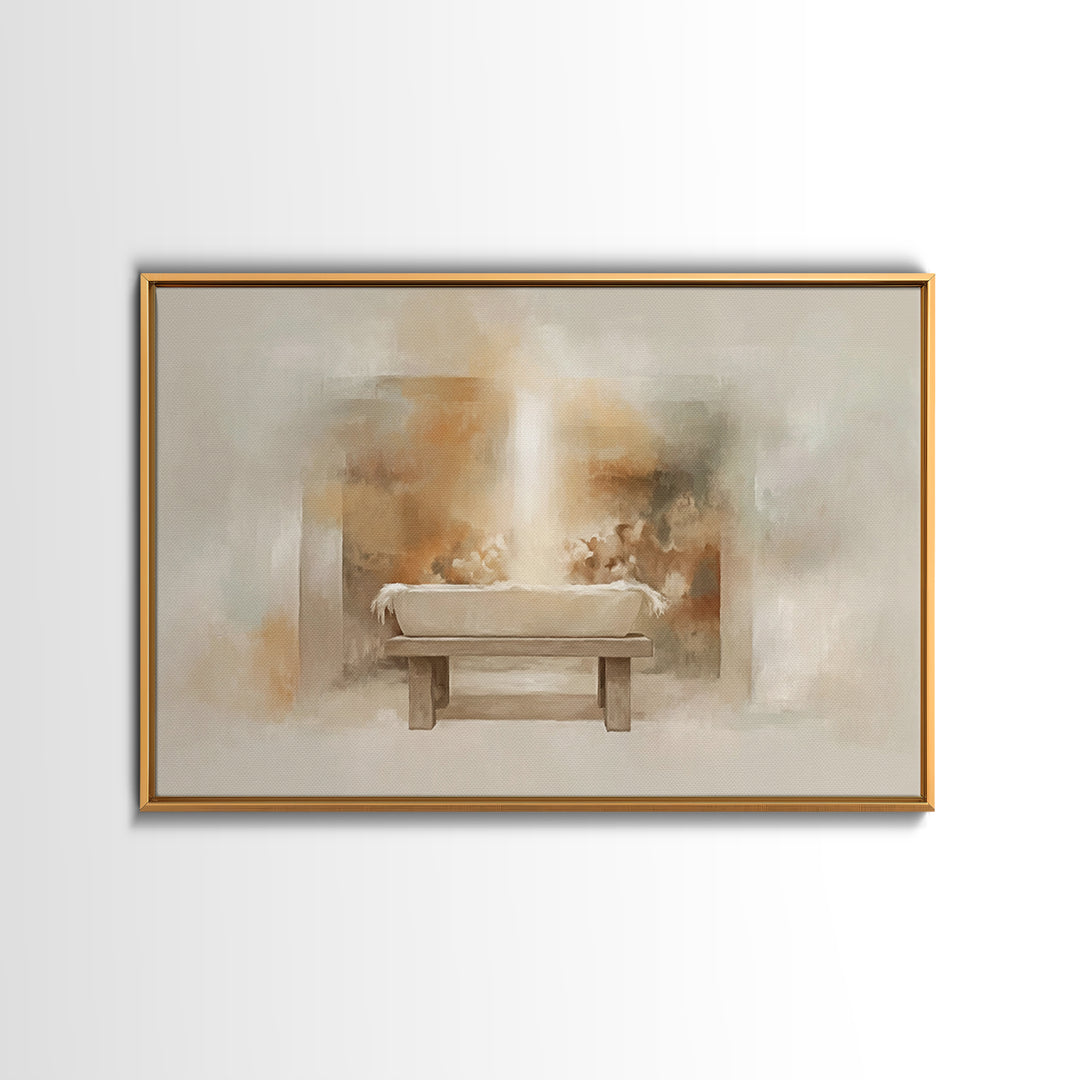 Holy Cradle | Framed Canvas Print | Christian Art Canvas | Christian Christmas Art | Christian Wall Art | Jesus Painting