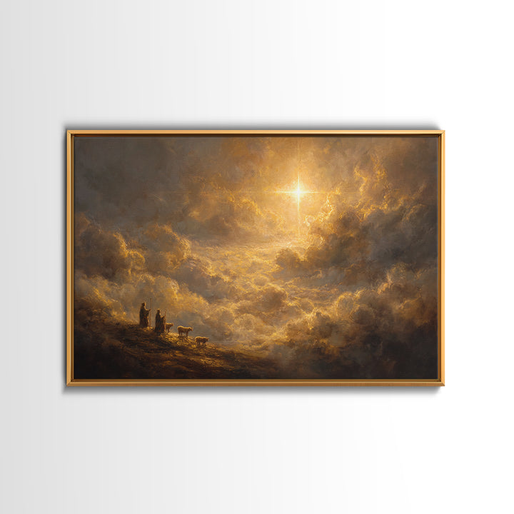 Dawn Star, Framed Canvas Print, Christmas Wall Art, Christian Christmas Art, Christian Art Canvas, Framed Christmas Art
