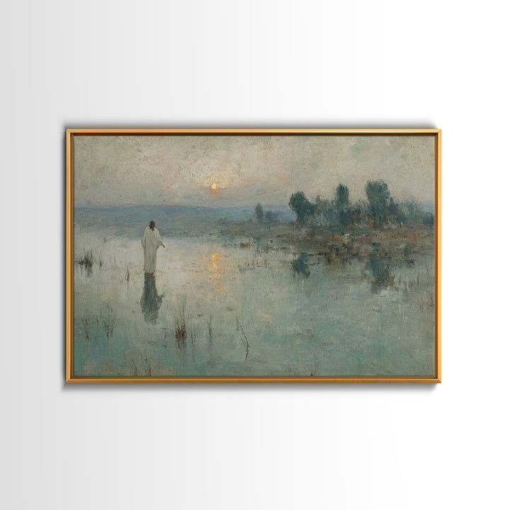 Still Waters Grace, Framed Canvas Print, Christian Art Canvas, Jesus Painting, Christian Wall Art, Vintage Christian Art, Christmas Art