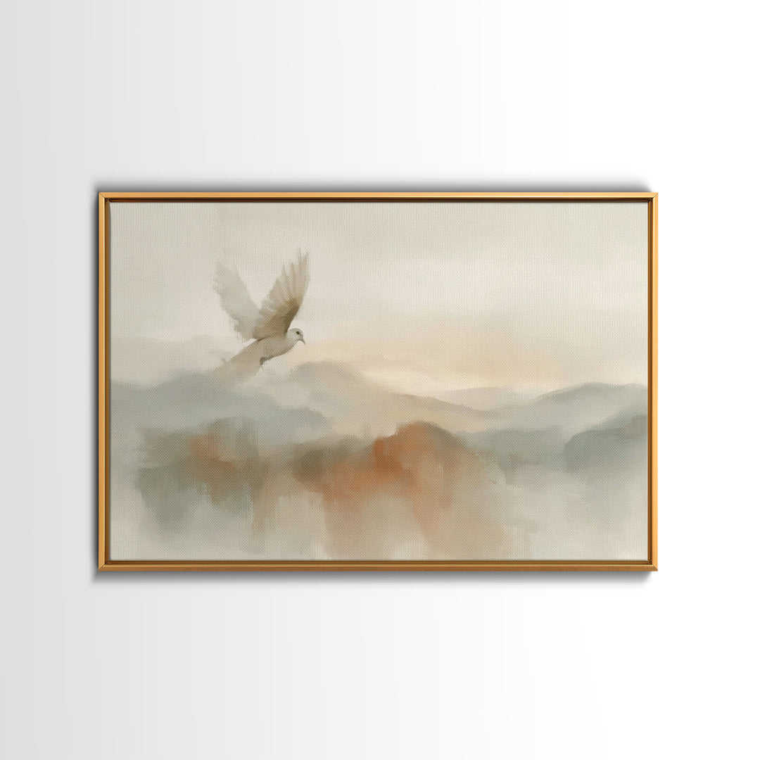 Peaceful Dove Rise – Framed Canvas Print – Christian Wall Art – Christian Art Canvas – Christian Art – Christmas Art – Christian Gift Ideas