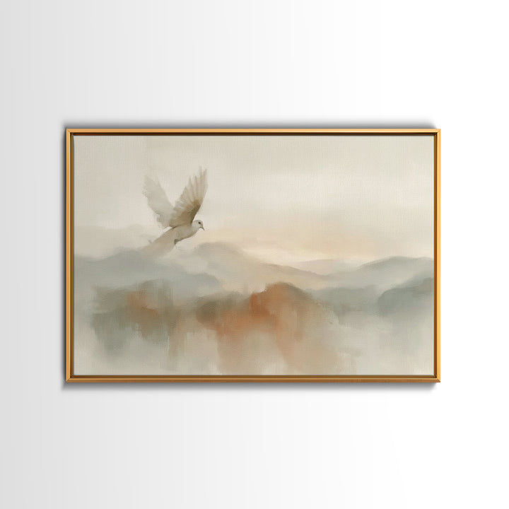 Peaceful Dove Rise – Framed Canvas Print – Christian Wall Art – Christian Art Canvas – Christian Art – Christmas Art – Christian Gift Ideas