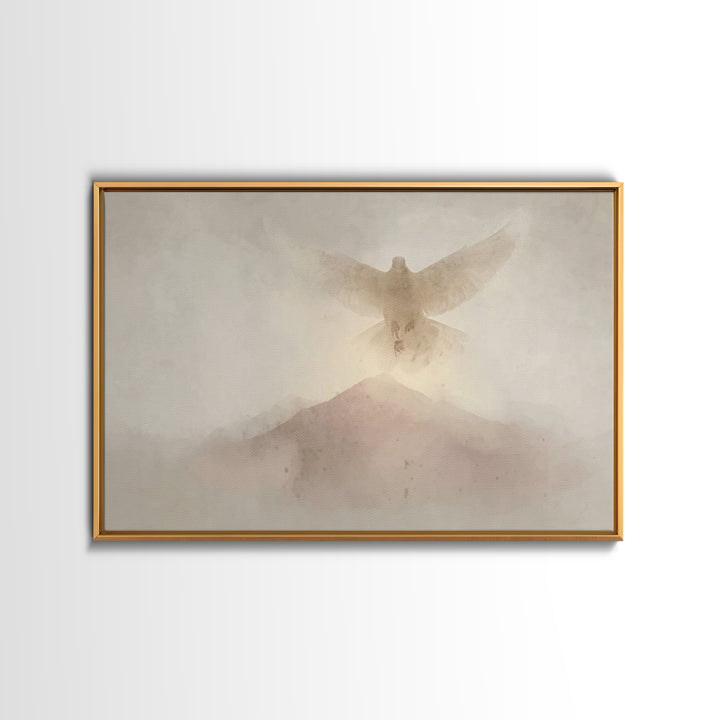 Mountain Spirit Light, Framed Canvas Print, Christian Art Canvas, Christian Wall Art, Minimalist Christian Art, Christmas Art, Christian De