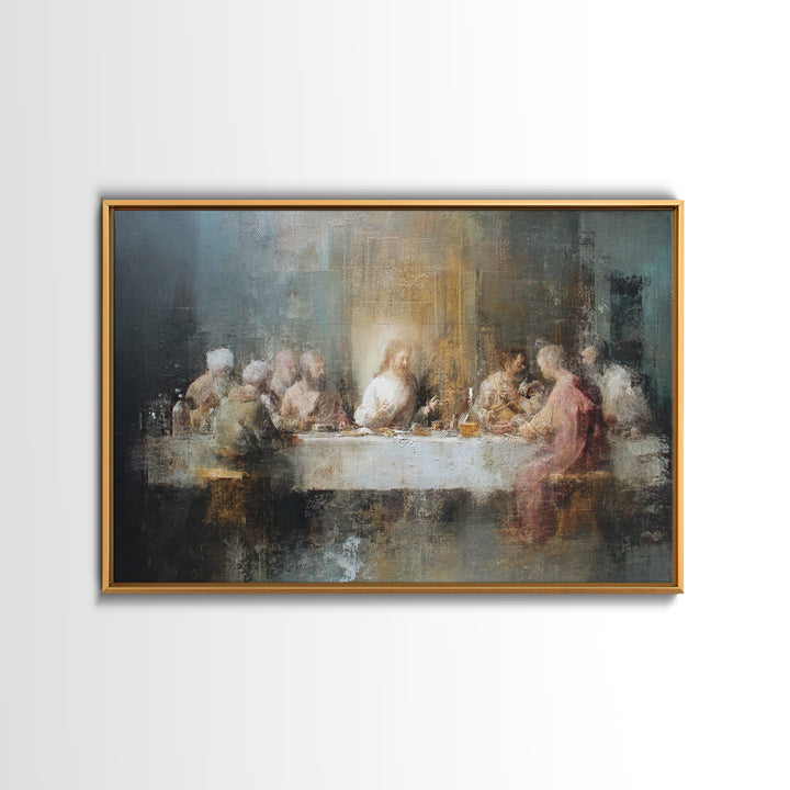 Last Supper Reverence, Framed Canvas Print, Christian Wall Art, Christian Art Canvas, Christian Painting, Vintage Christian Art, Christian
