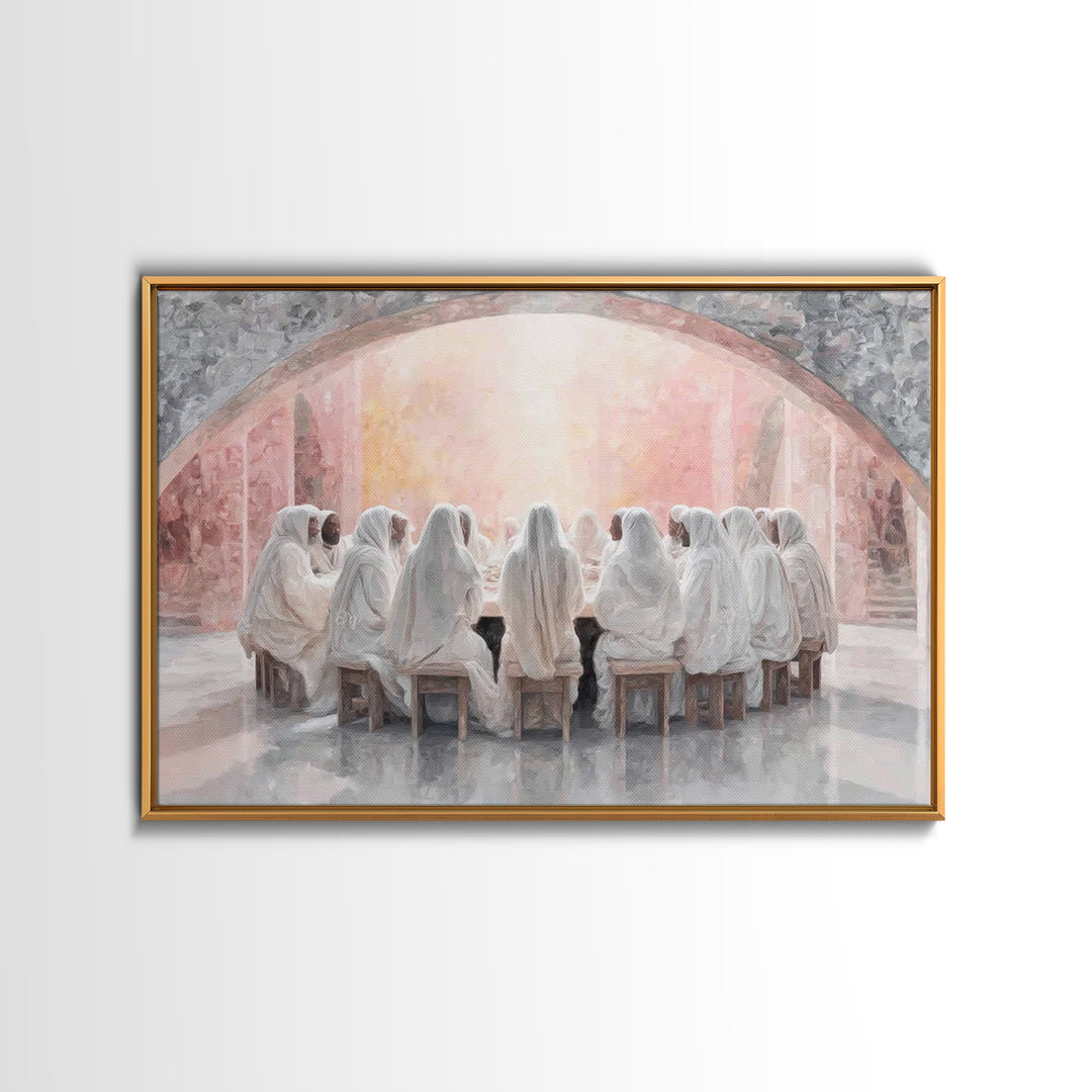 Holy Gathering Light, Framed Canvas Print, Christian Art Canvas, Christian Wall Art, Christian Paintings, Christmas Art, Christian Decor