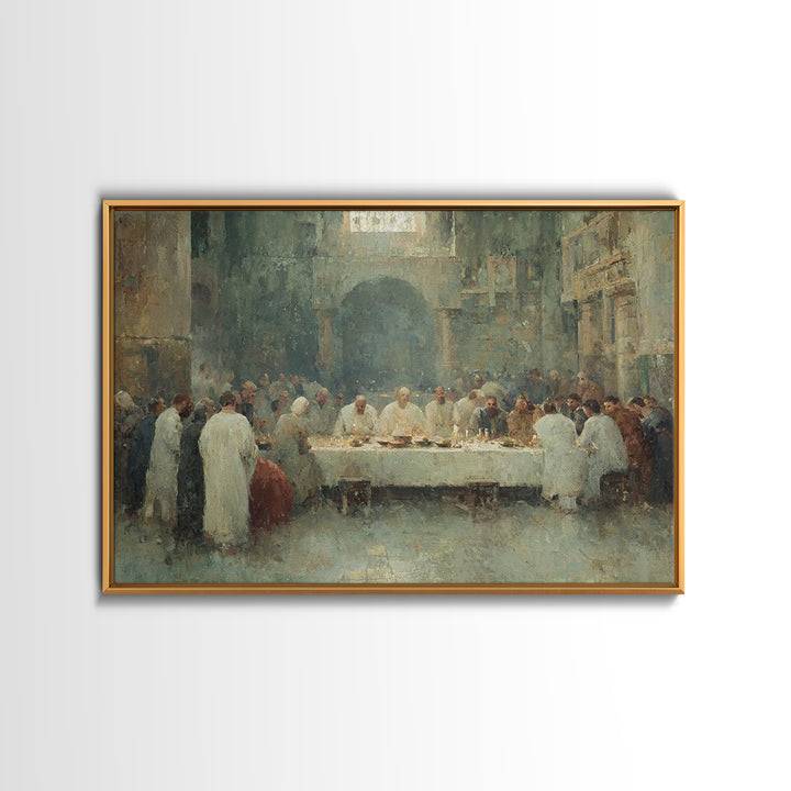 Holy Supper Glow, Framed Canvas Print, Christian Wall Art, Christian Art Canvas, Christian Paintings, Jesus Art Print, Christian Decor