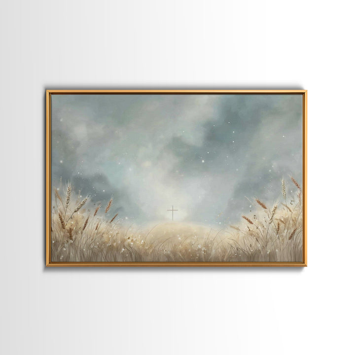 Harvest Dawn, Framed Canvas Print, Christian Wall Art, Christian Art Canvas, Christian Painting, Christian Christmas Art, Christian Decor