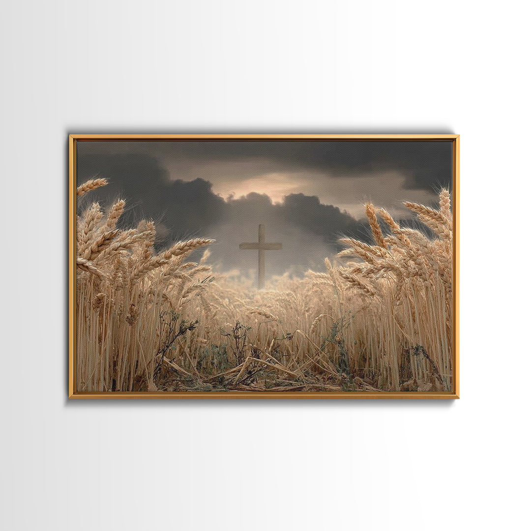 Wheatland Cross - Framed Canvas Print - Christian Wall Art - Christian Art Print - Jesus Painting - Christian Decor - Christian Gift Ideas