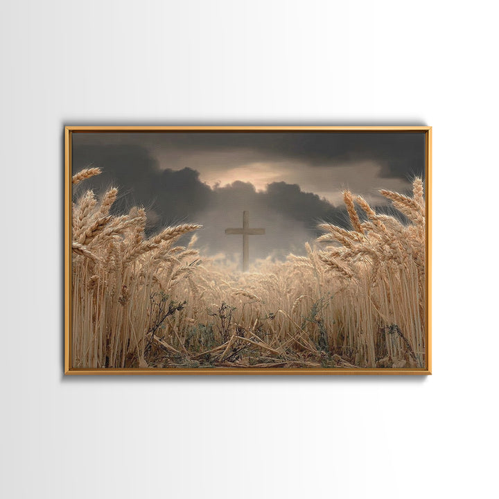 Wheatland Cross - Framed Canvas Print - Christian Wall Art - Christian Art Print - Jesus Painting - Christian Decor - Christian Gift Ideas