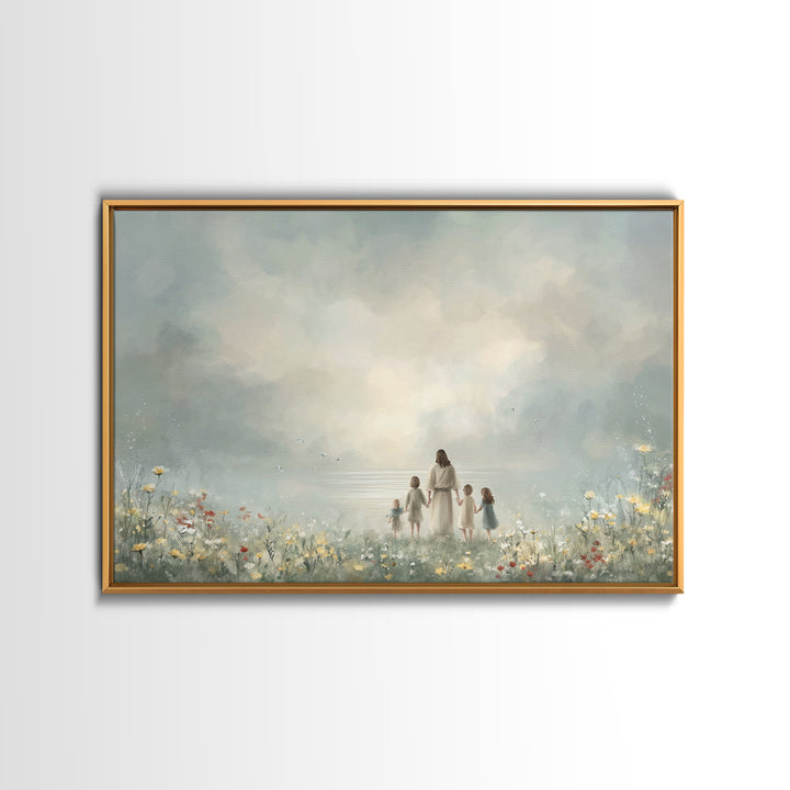 Heavenly Shepherd – Framed Canvas Print – Christian Wall Art – Jesus Painting – Christian Art Canvas – Christian Christmas Art