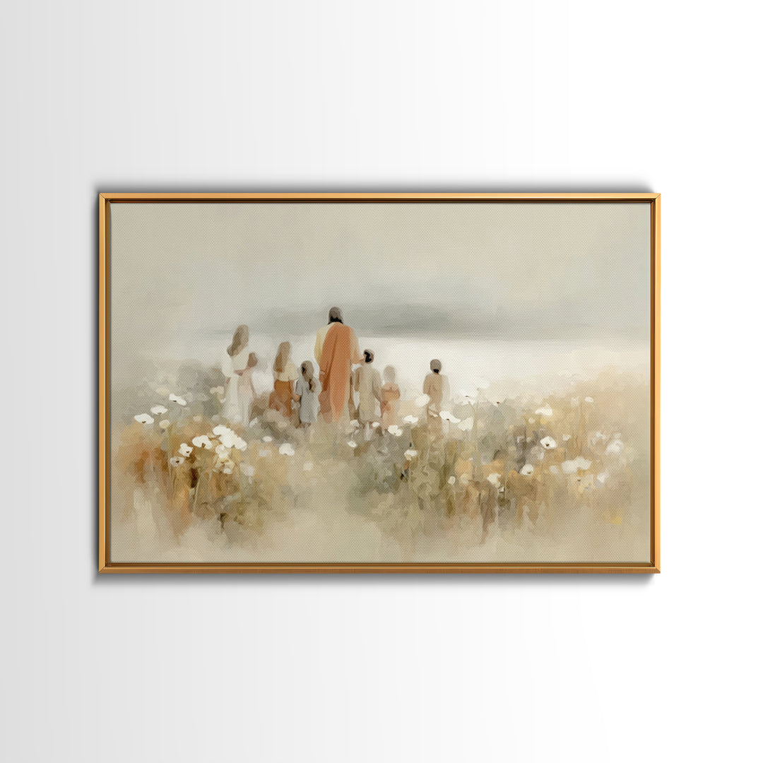Frosted Journey | Framed Canvas Print | Christian Wall Art | Jesus Paintings | Christian Christmas Art | Modern Christian Painting