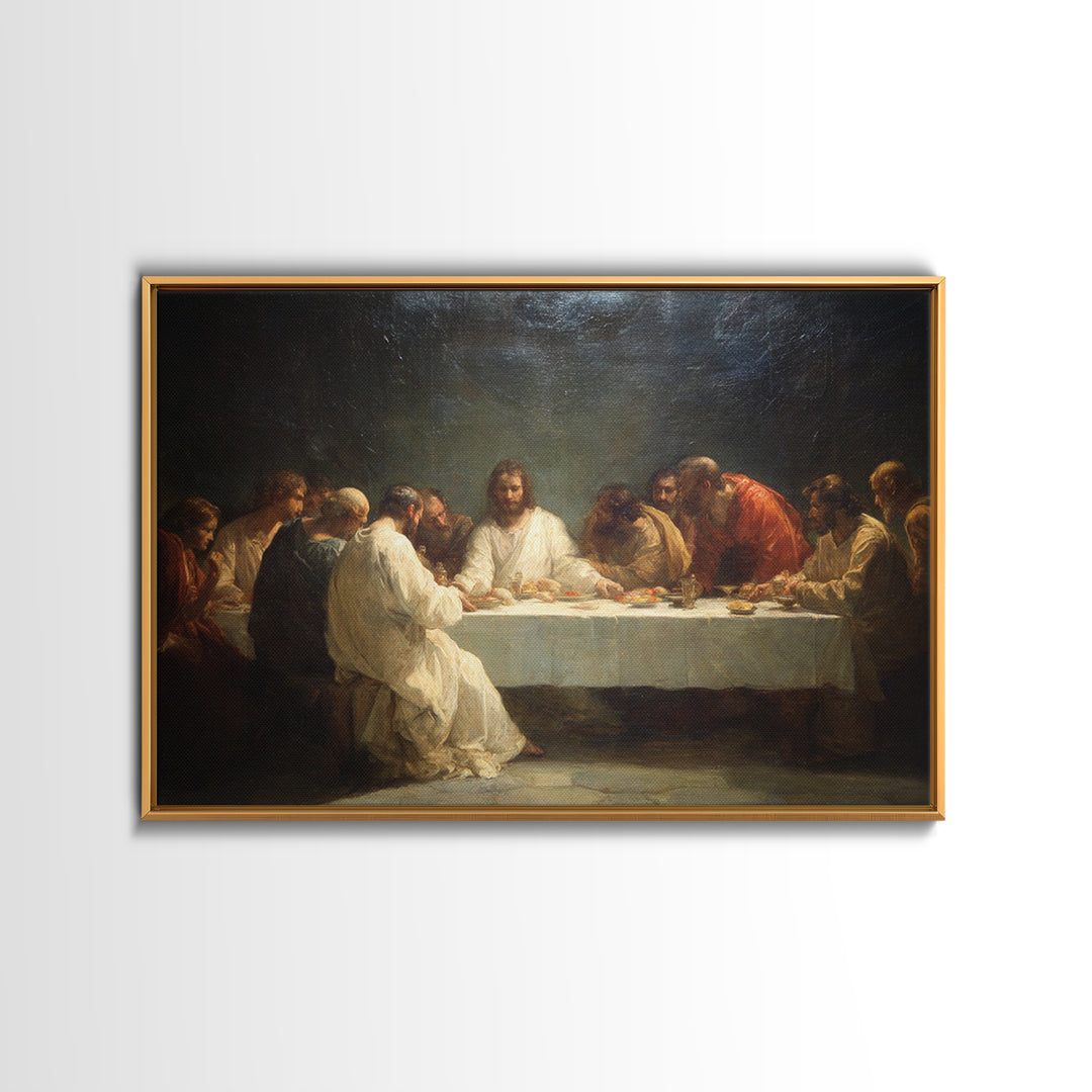 Misty Field Shepherd – Framed Canvas Print – Christian Art – Jesus Painting – Christian Wall Art – Christian Art Canvas – Moody Christian A