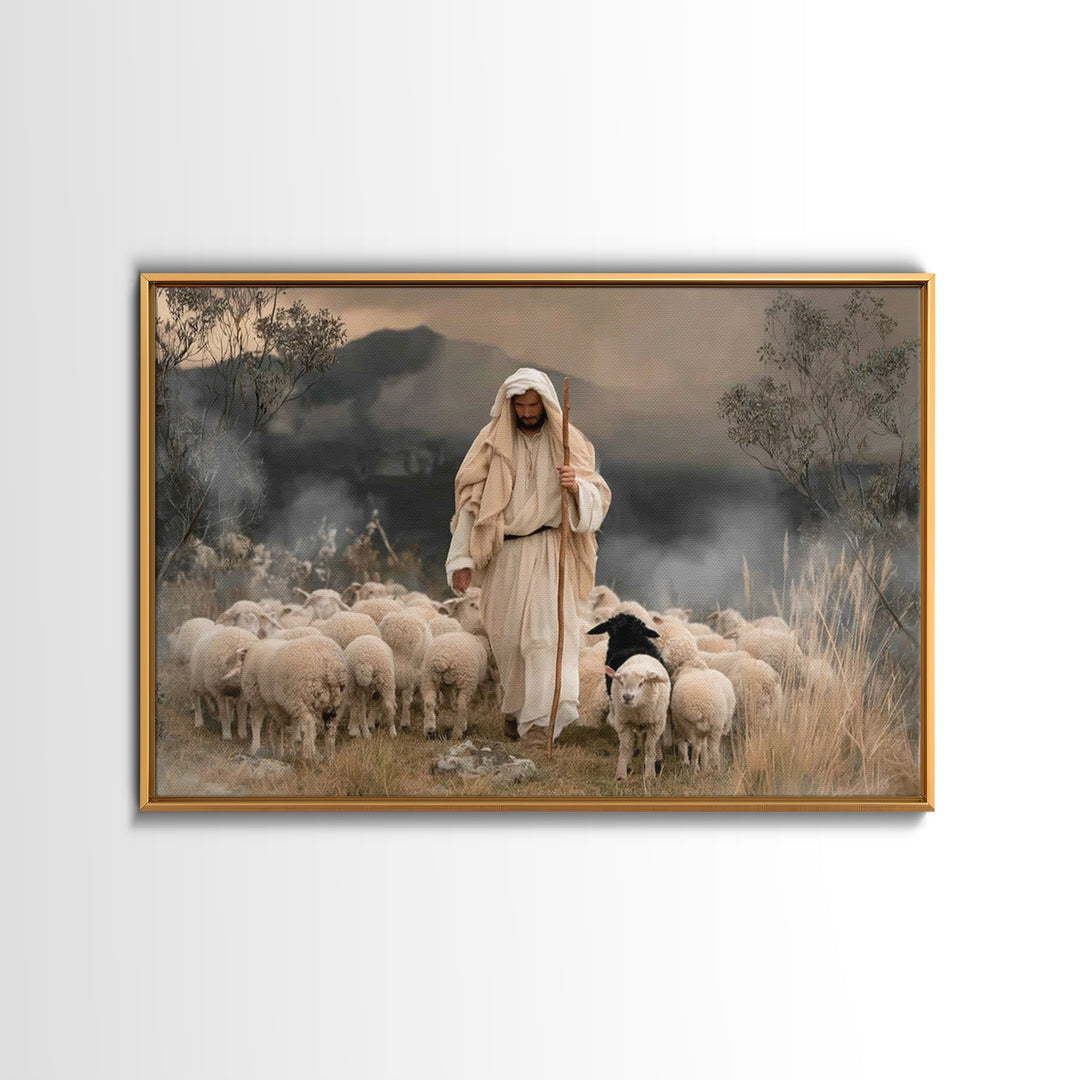 Light Of His Way – Framed Canvas Print – Jesus Painting – Christian Wall Art – Moody Christian Art – Christian Art Canvas – Christian Gift