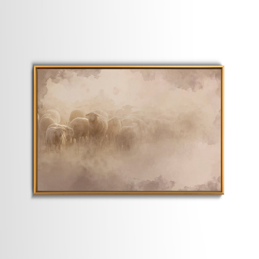 Silent Footsteps Calm | Framed Canvas Print | Christian Wall Art | Minimalist Christian Art | Christian Art Canvas | Christian Decor | Subt