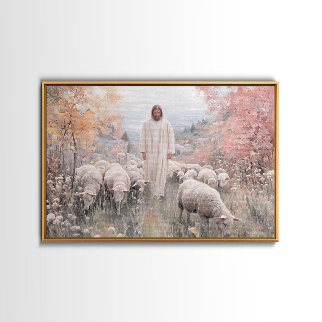 Autumn Grace Walk, Framed Canvas Print, Christian Art Canvas, Christian Wall Art, Jesus Painting, Christian Decoration, Christian Gift Idea