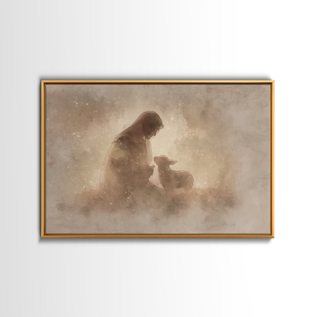Dawnlight Sanctuary, Framed Canvas Print, Christian Art, Christian Art Canvas, Christian Wall Art, Jesus Painting, Modern Christian Art