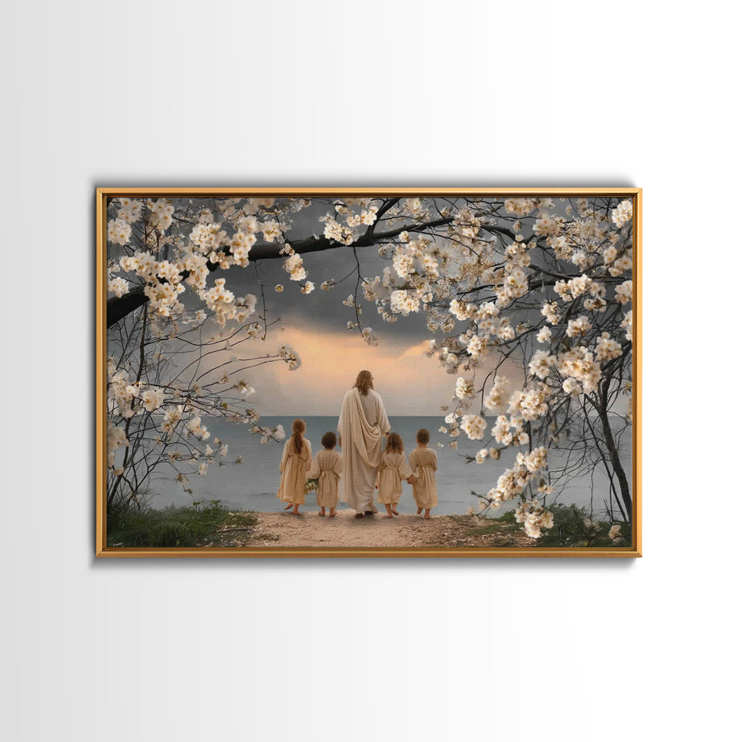 Shepherds Of Light, Framed Canvas Print, Christian Wall Art, Christian Painting, Jesus Canvas Art, Christian Christmas Decor, Large Christi
